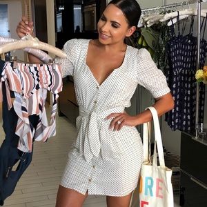 Ellis Dress in Ivory & Black Dot